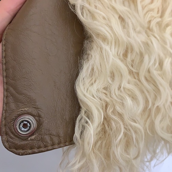 Vintage 70s Woodstock Genuine Sheep leather detachable sleeve vest jacket XL - Picture 7 of 11